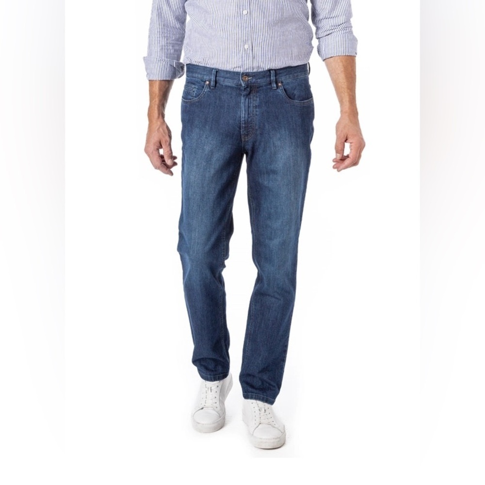 HILTL Dude Regular Fit Jeans Men’s Dark Blue 5 Pocket Cotton Stretch Size 38x34
